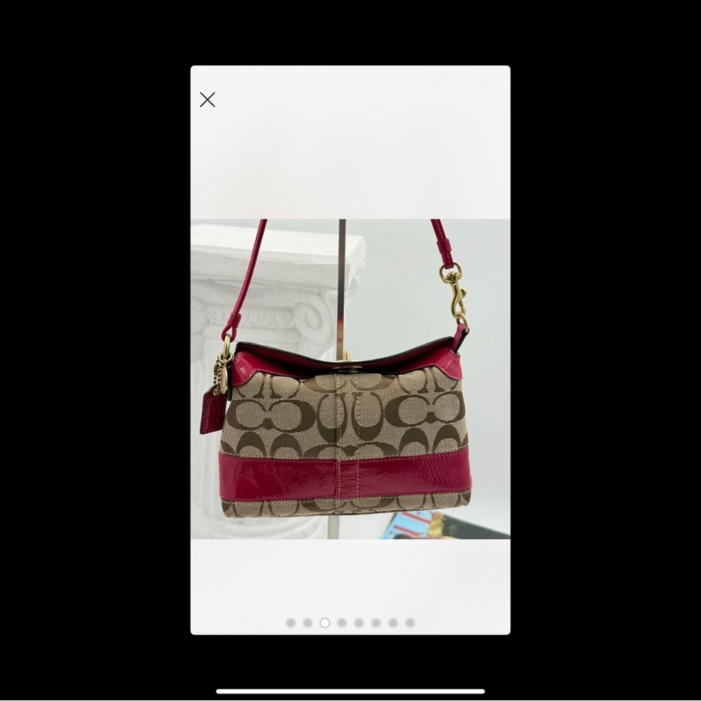 Coach Signature Mini Canvas and Fuchsia / Burgundy Vintage EUC - Picture 6 of 8